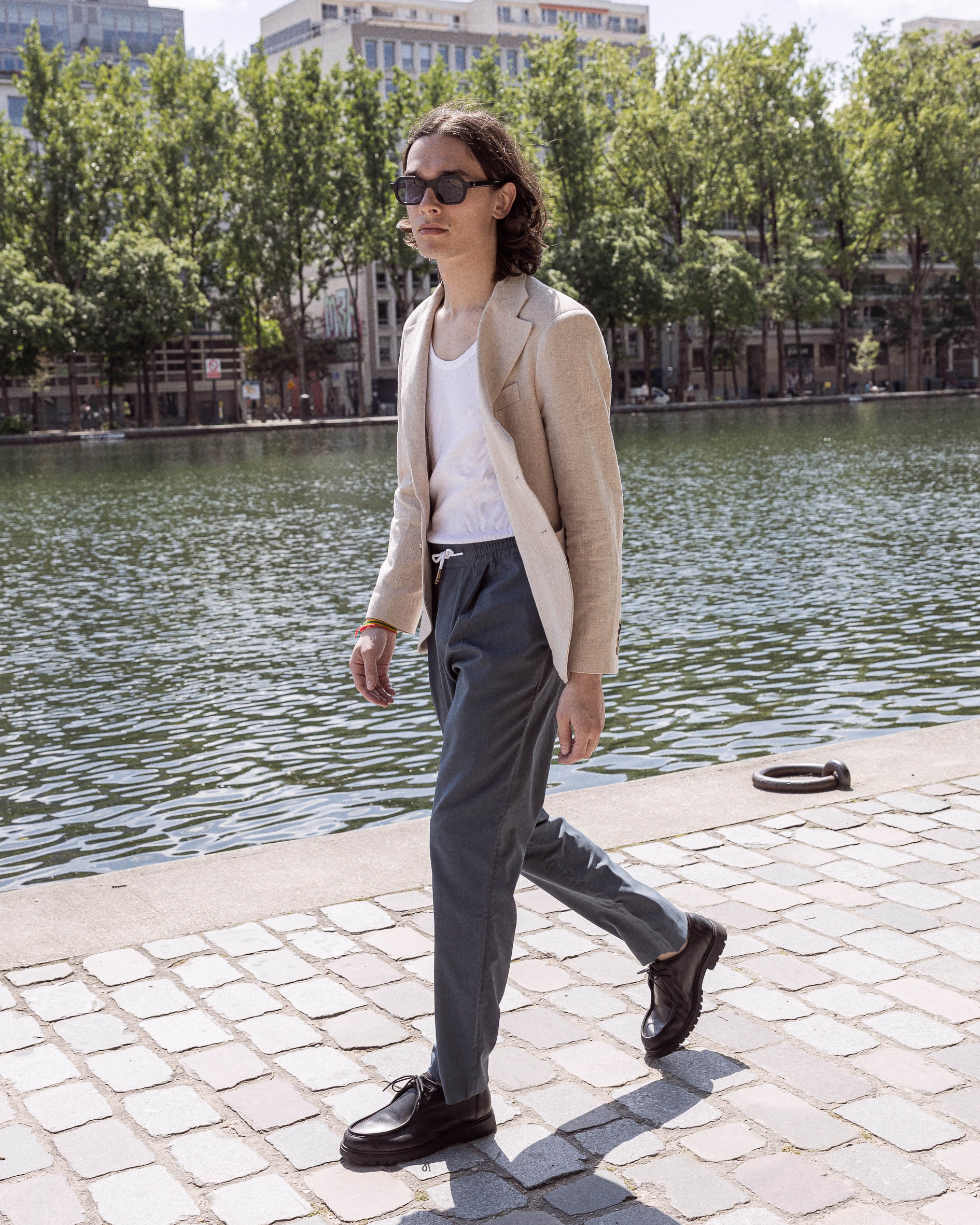 Veste en lin beige
