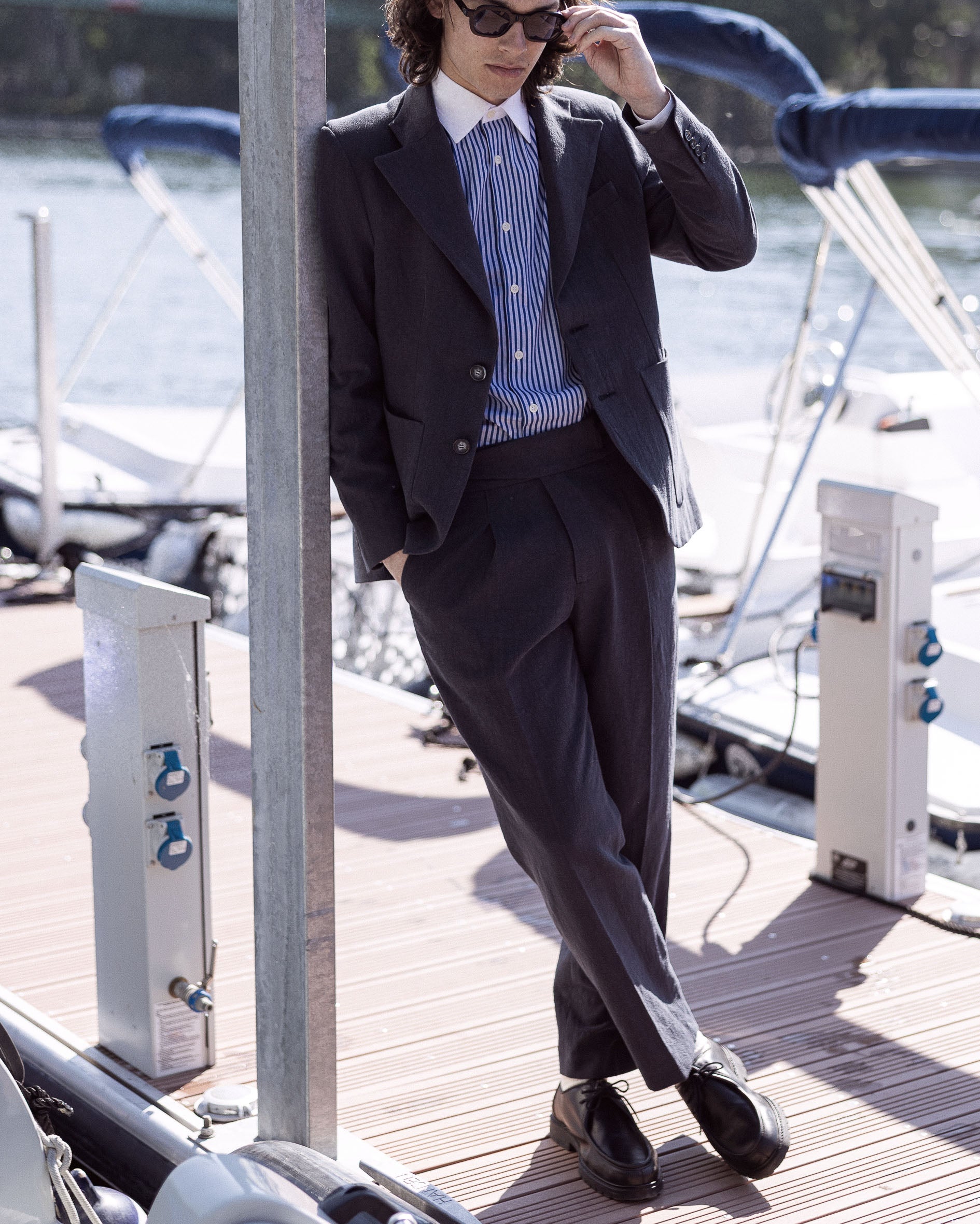 Pantalon en lin navy