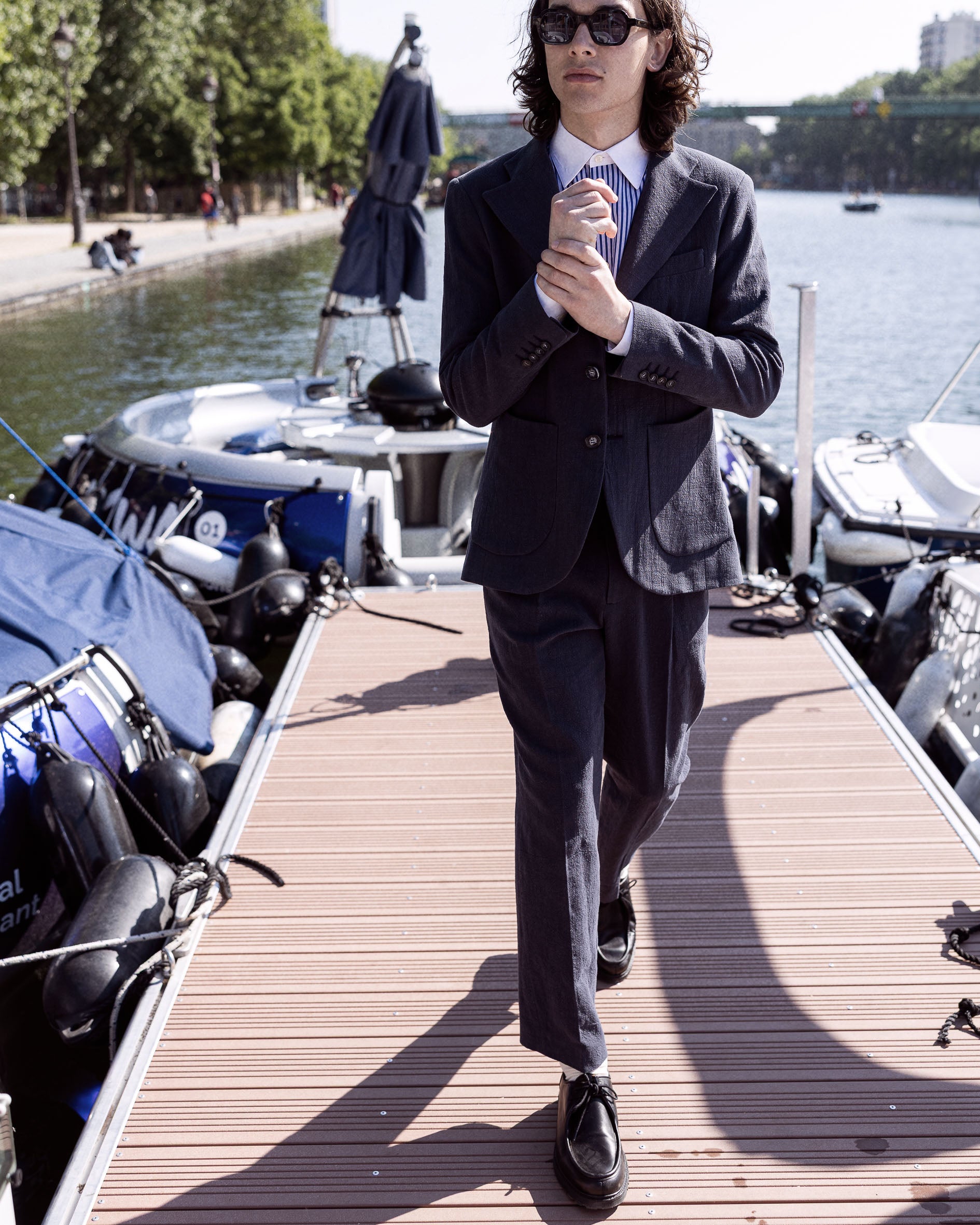 Pantalon en lin navy