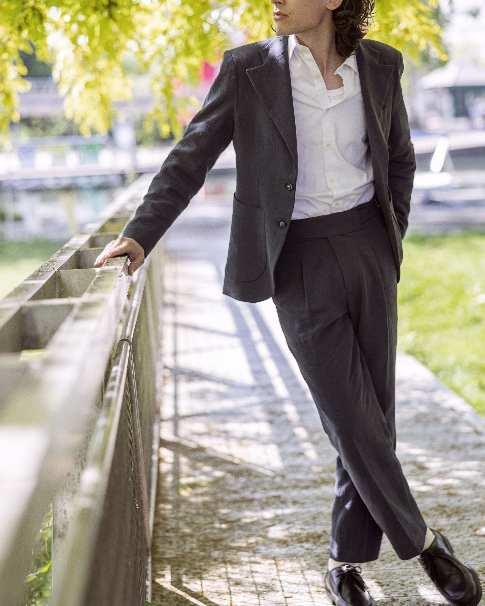 Pantalon en lin navy