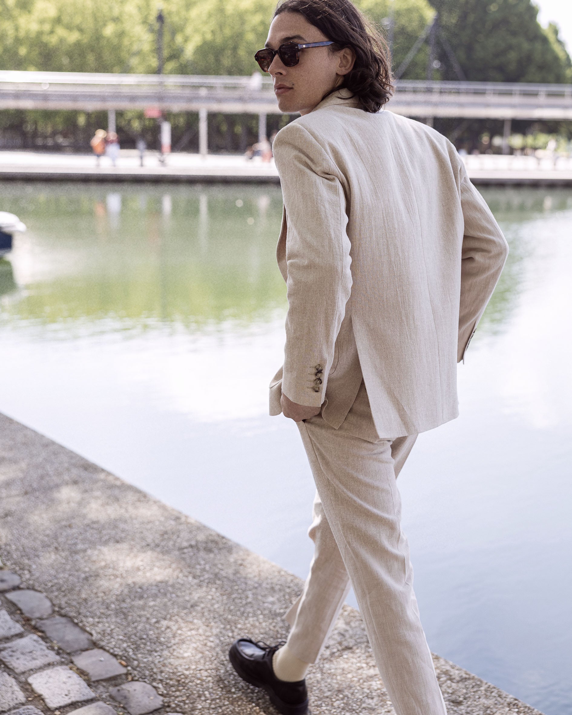Pantalon en lin beige
