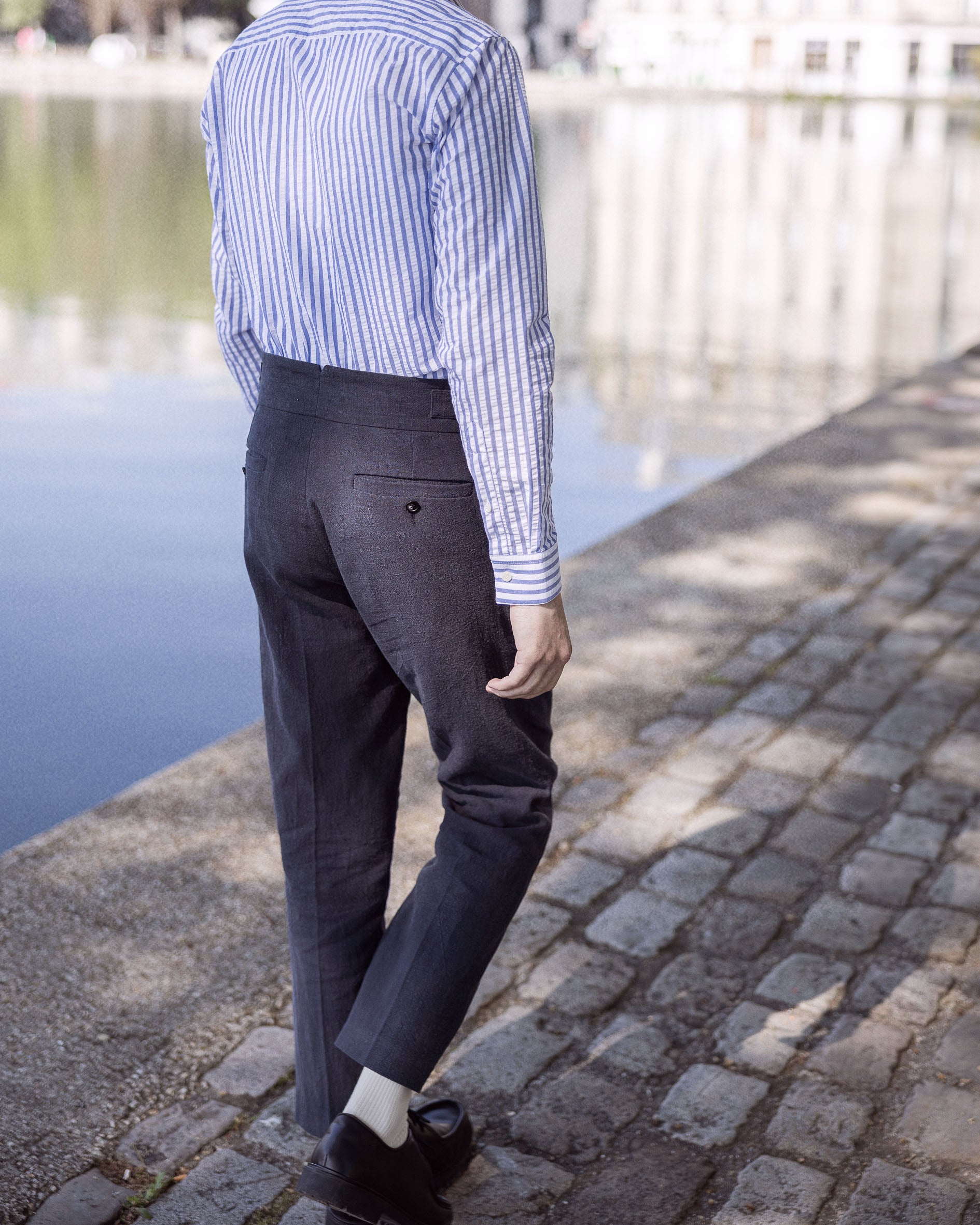 Pantalon en lin navy