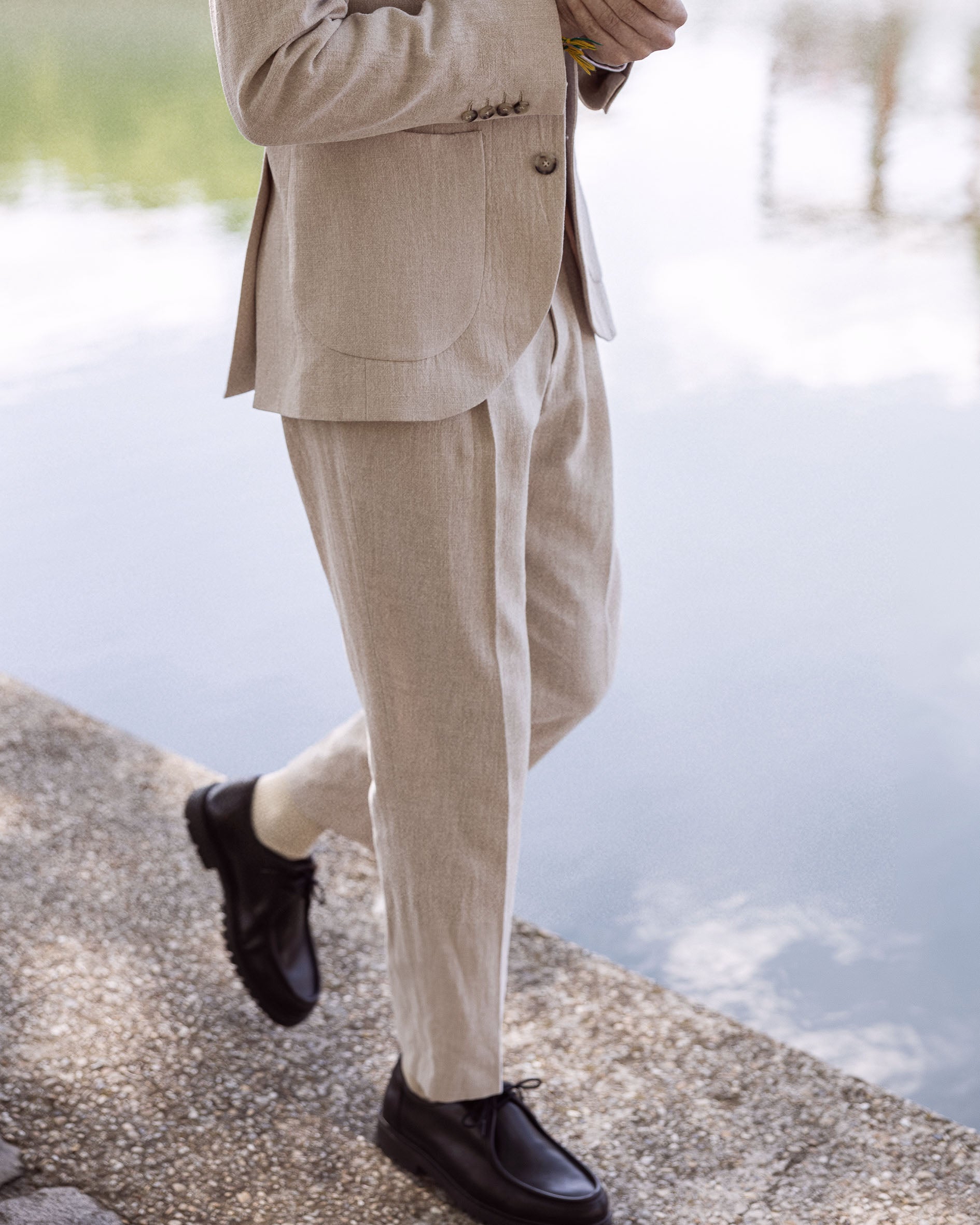 Pantalon en lin beige