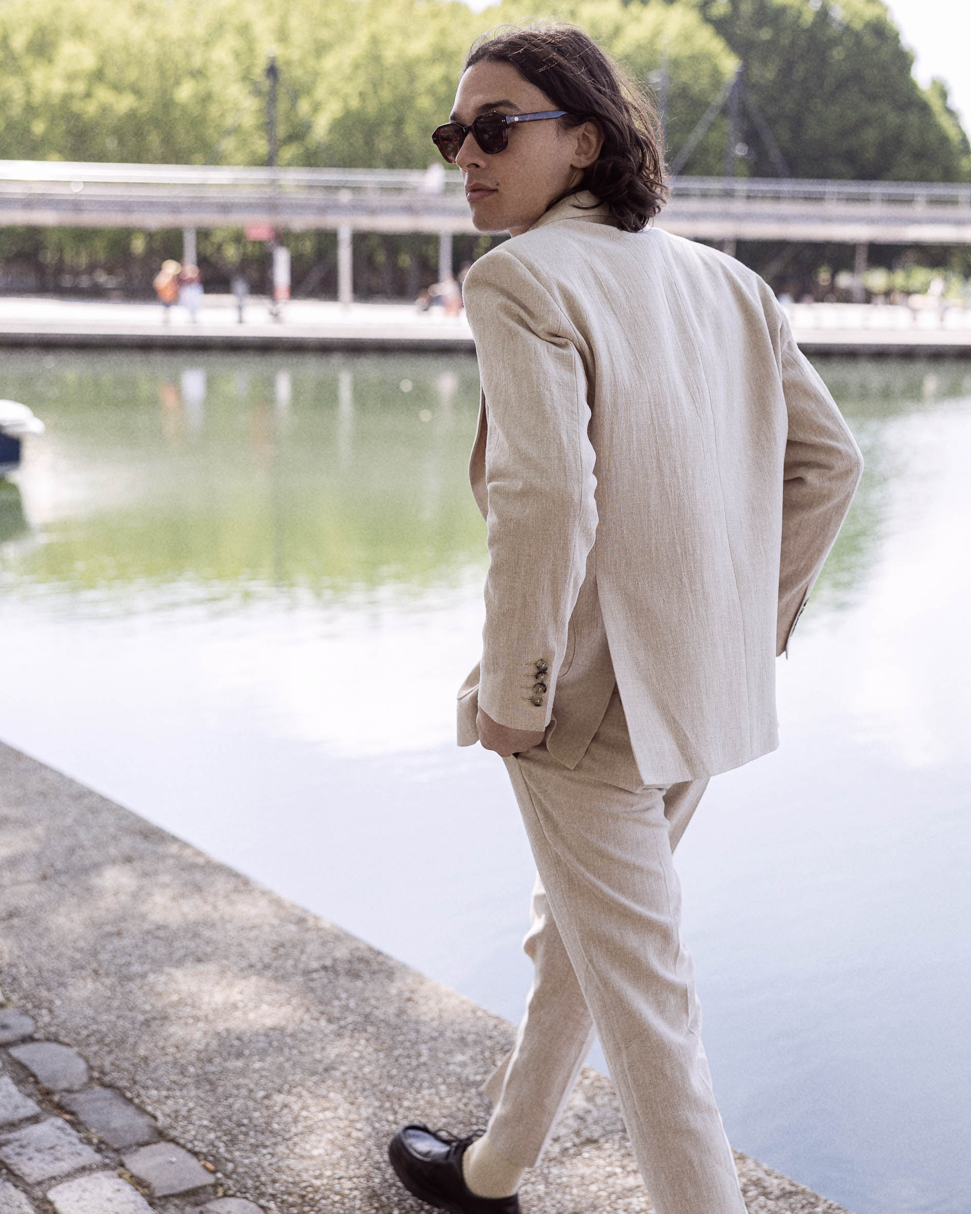 Veste en lin beige