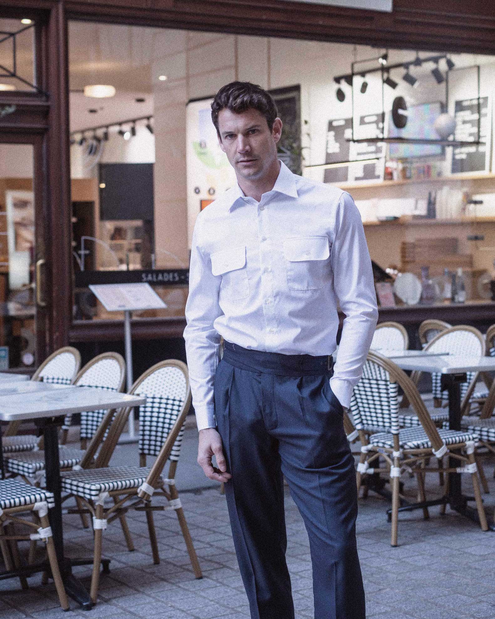 Chemise Saharienne en Popeline Blanche