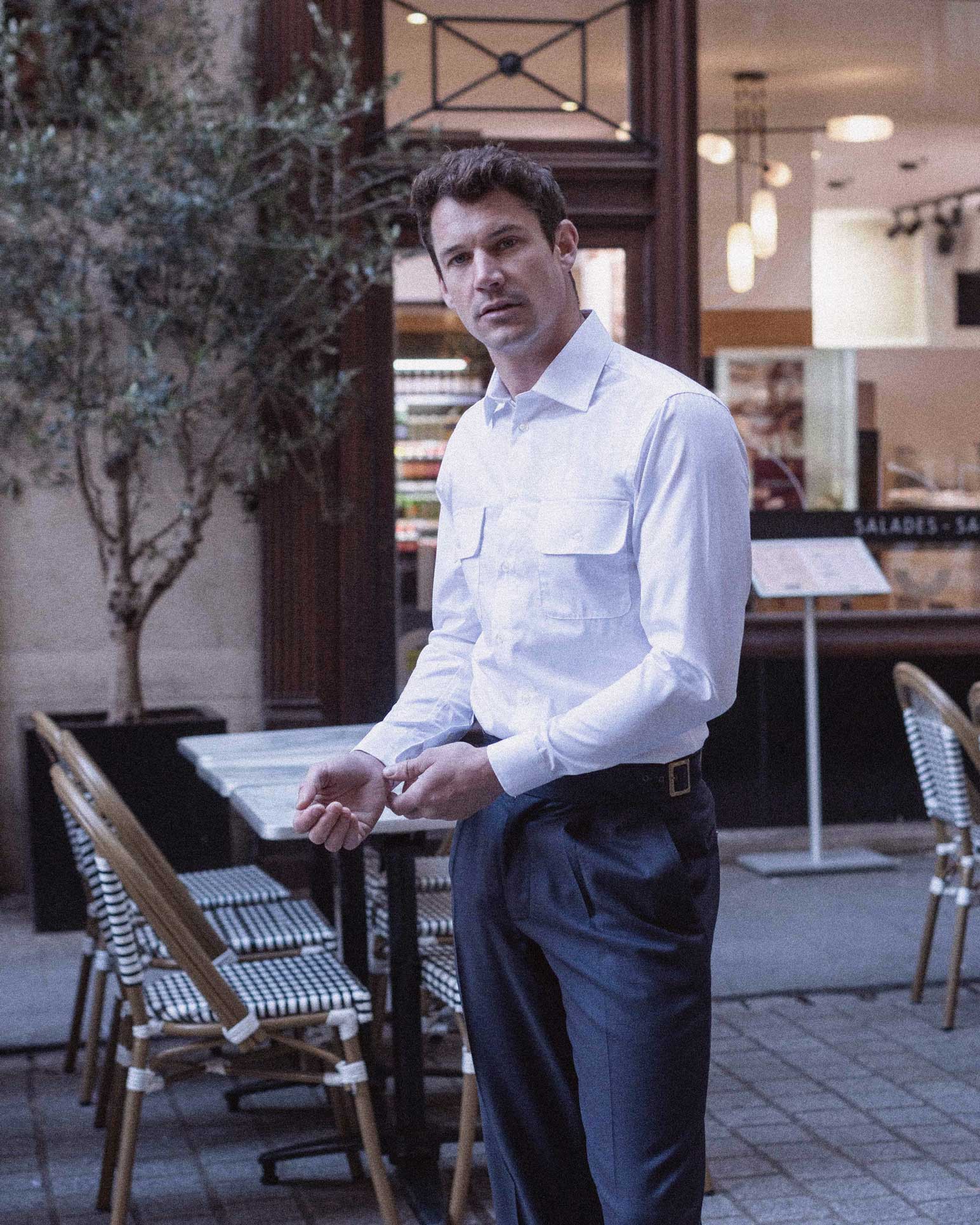 Chemise Saharienne en Popeline Blanche