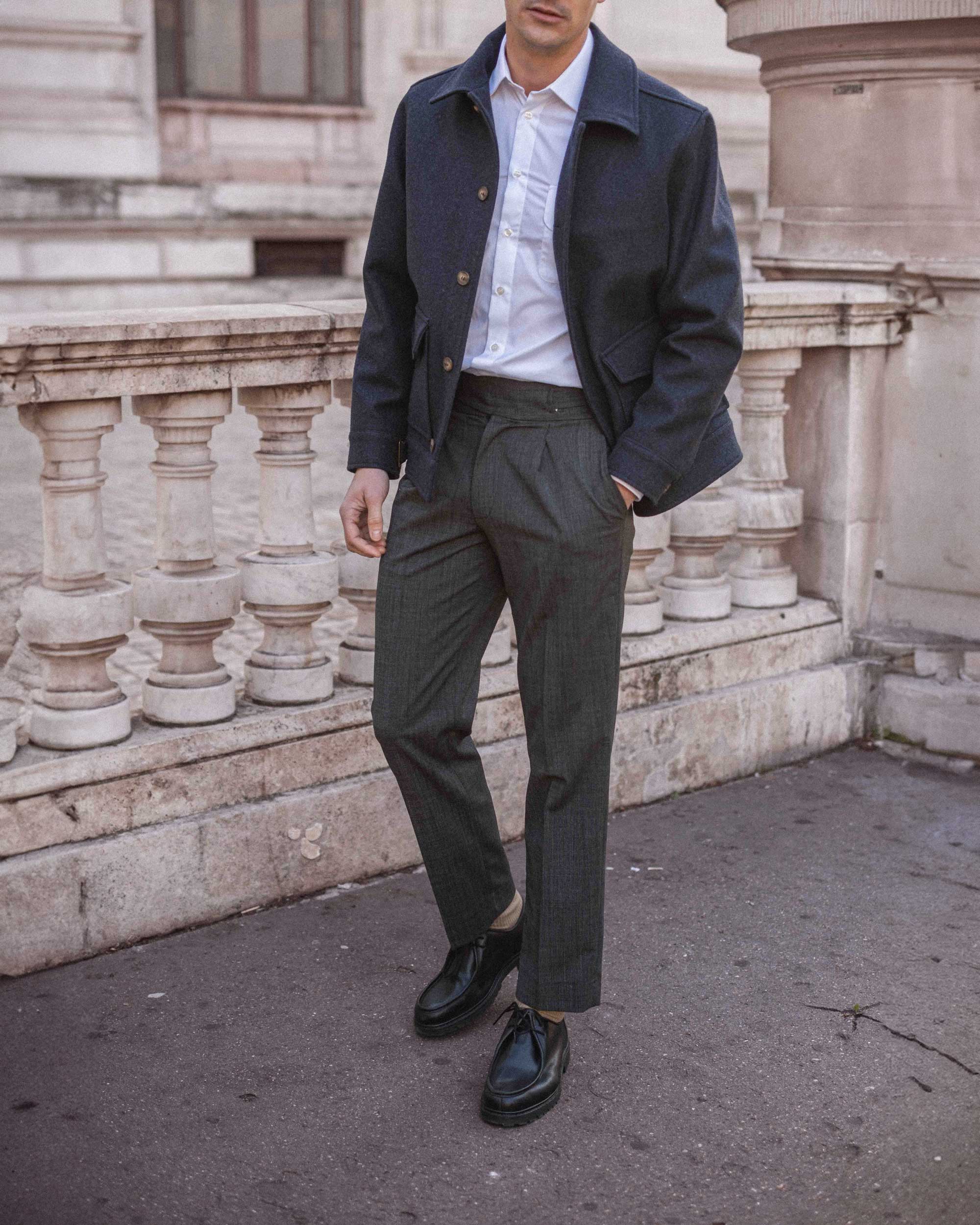 Pantalon Gurkha en Drap de Laine fil-à-fil