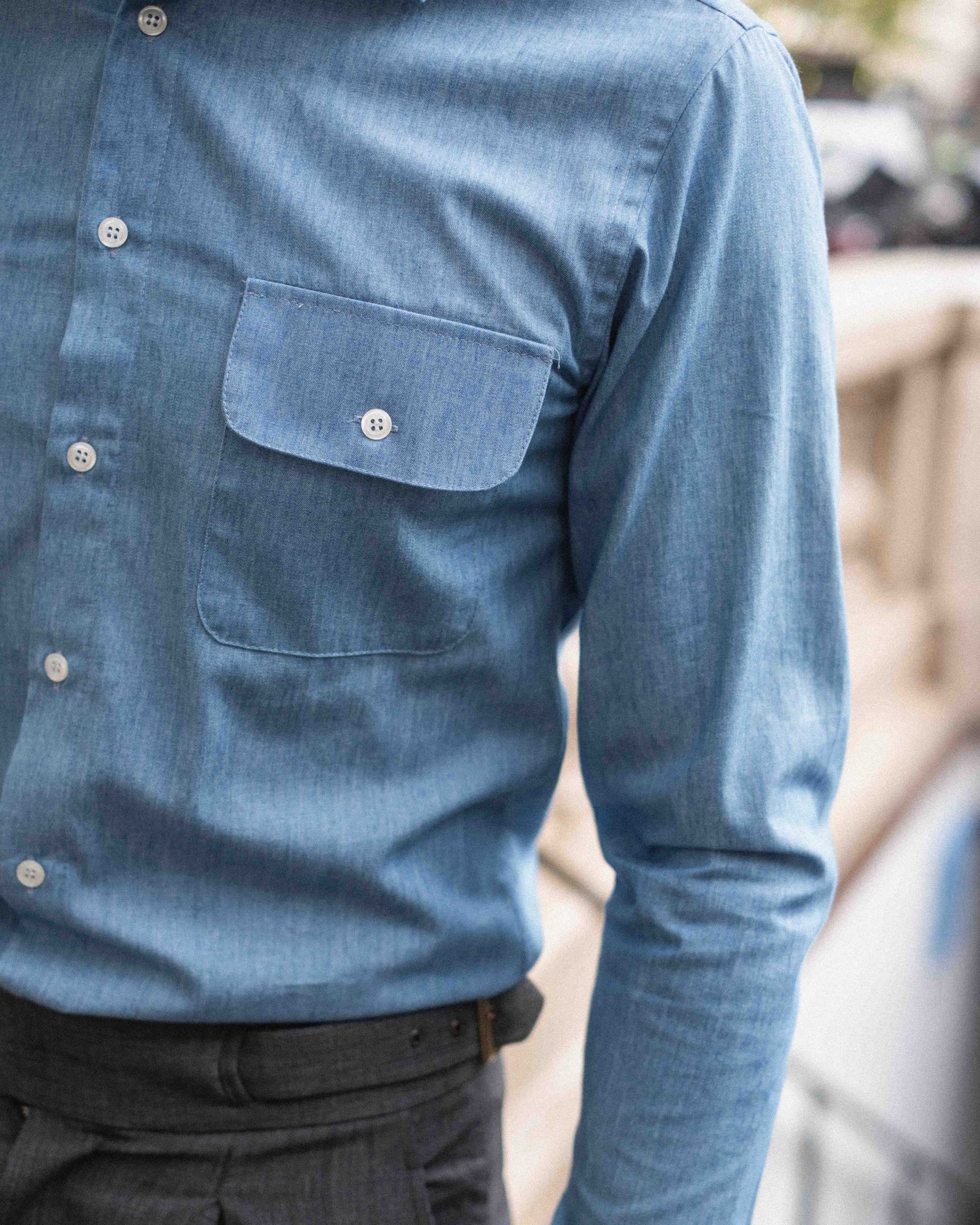 Chemise Saharienne en Chambray Denim