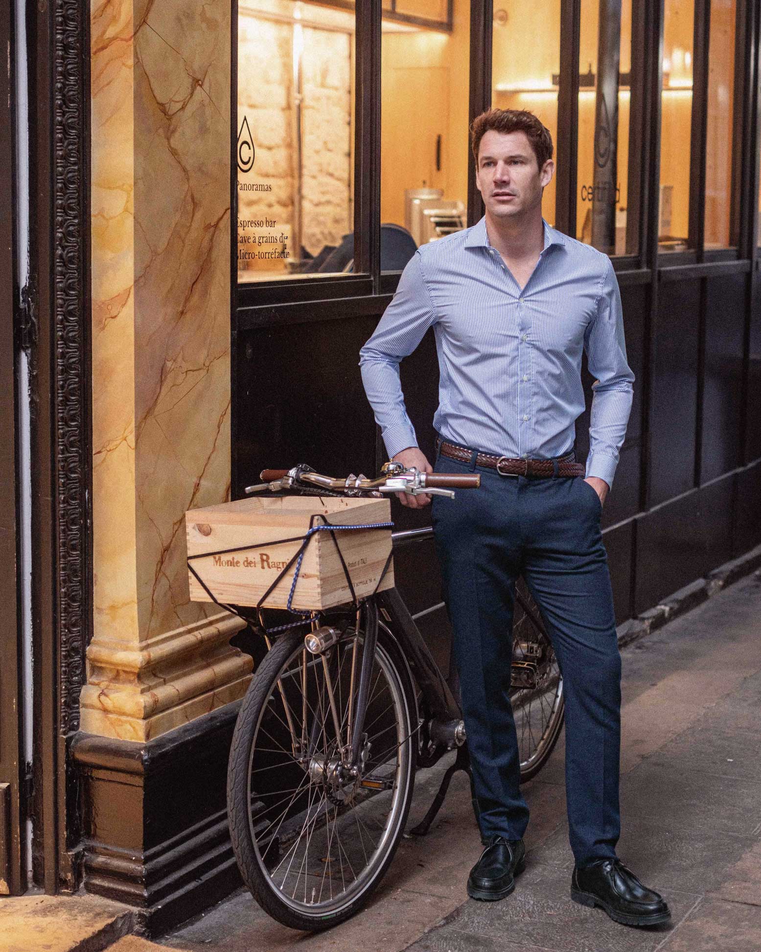 Pantalon de Costume en Flanelle Bleu Marine