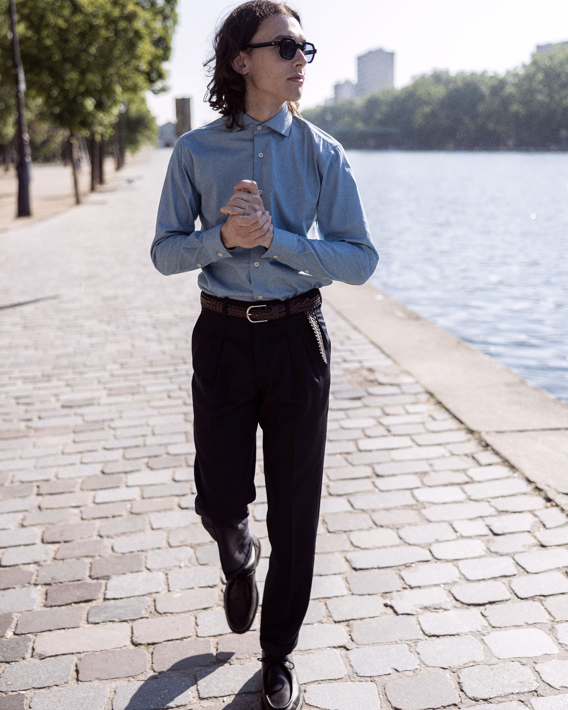 Pantalon à Pinces Bleu Marine