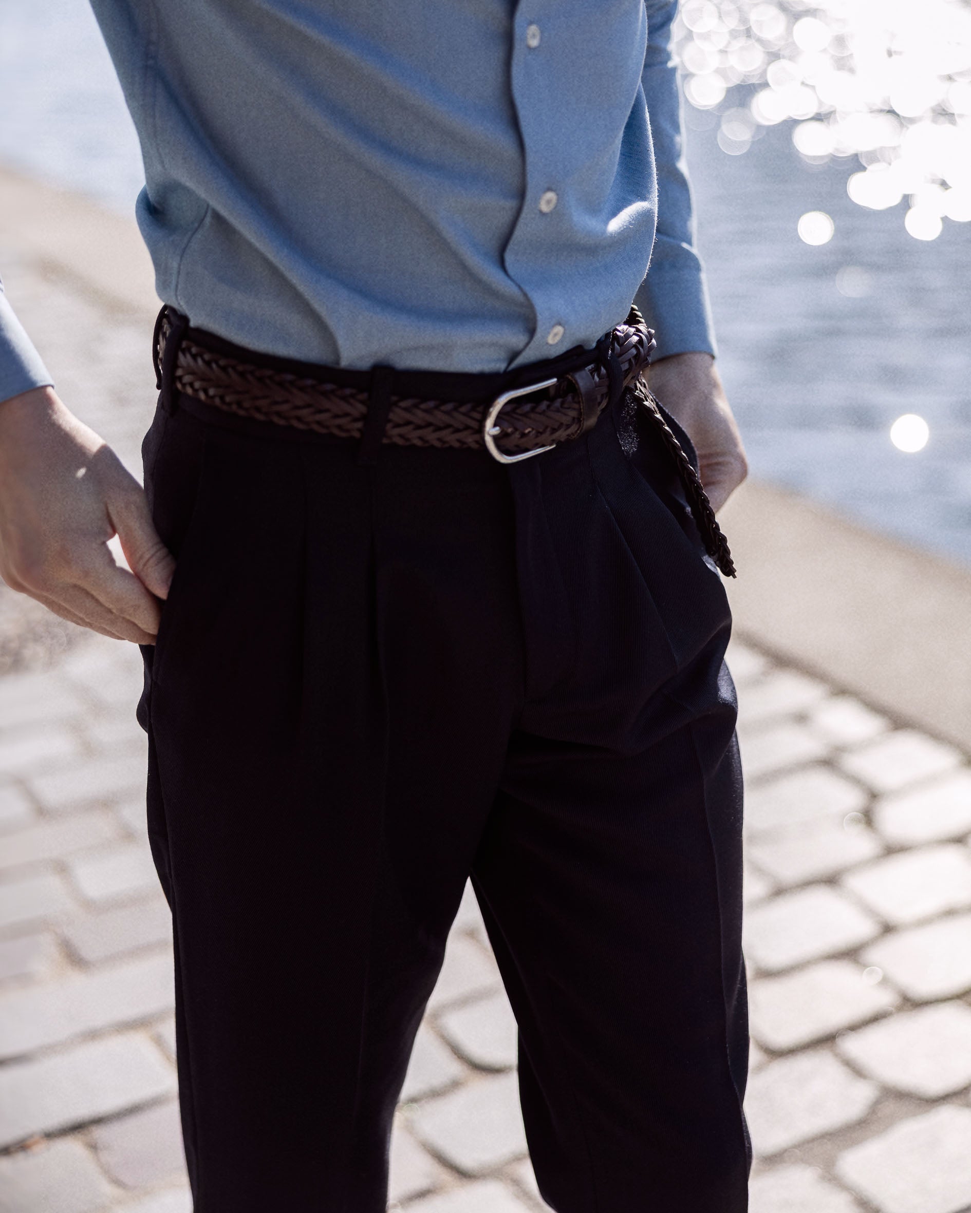 Pantalon à Pinces Bleu Marine