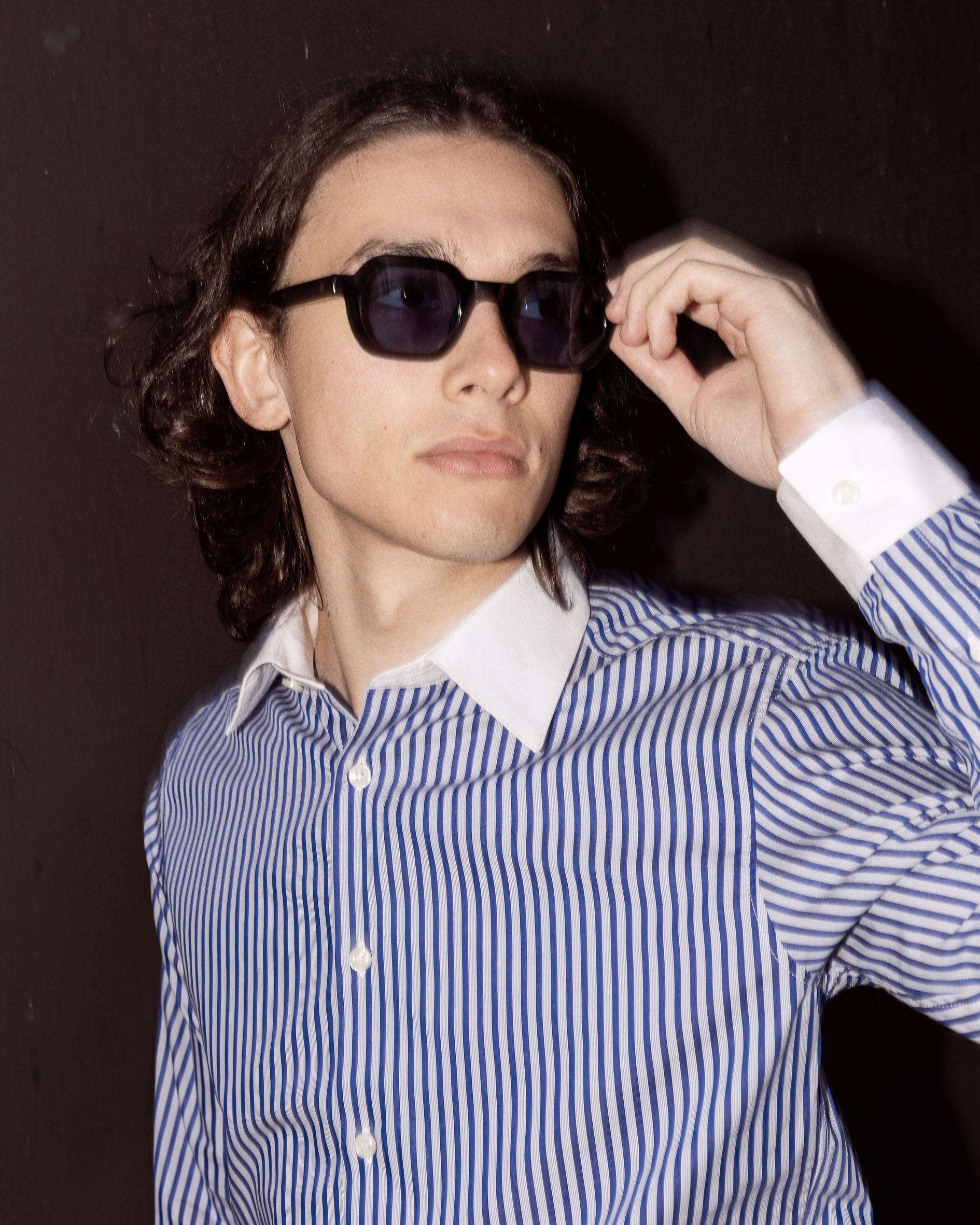 Chemise Banquier en Popeline de Coton rayée Col français
