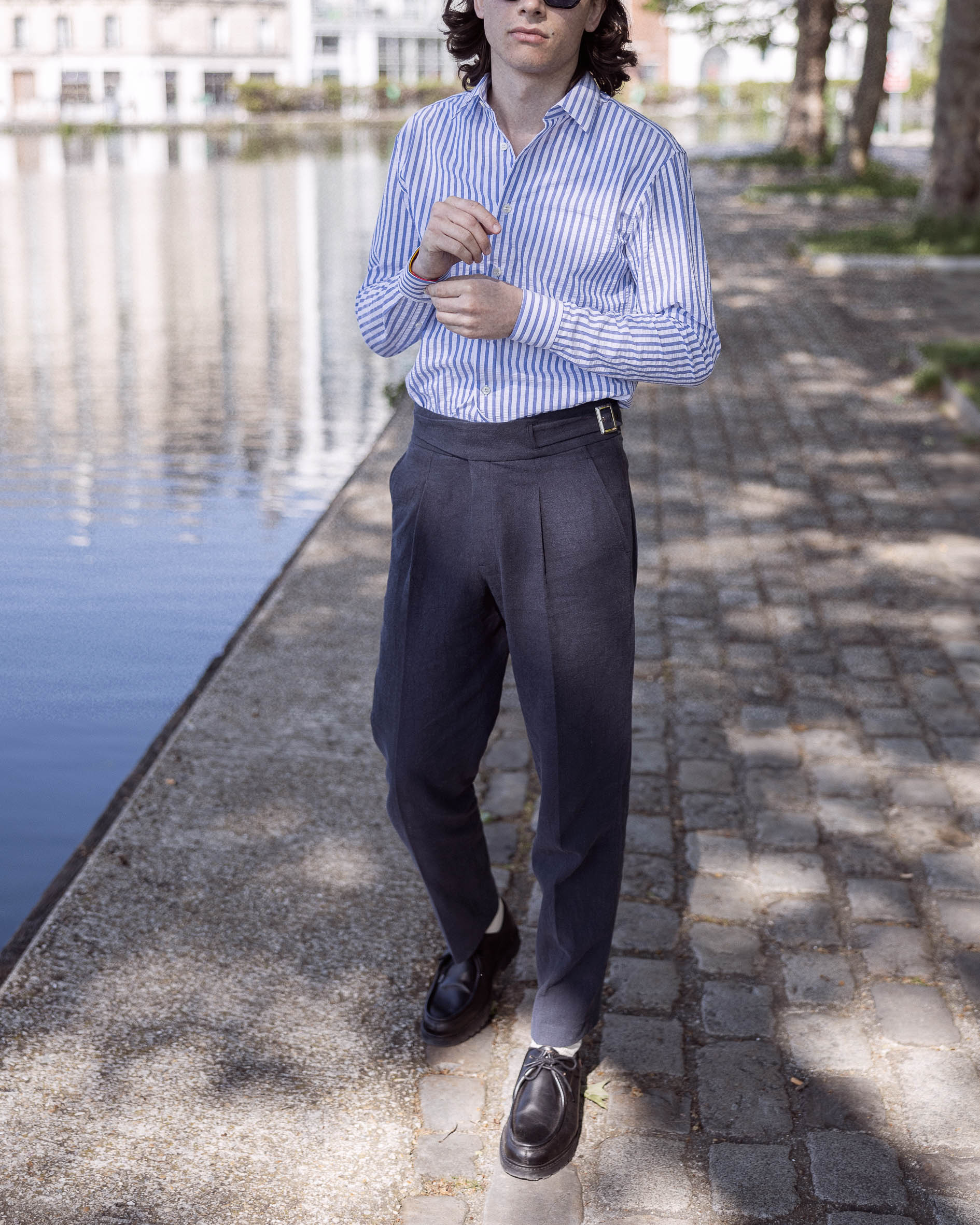 Pantalon en lin navy