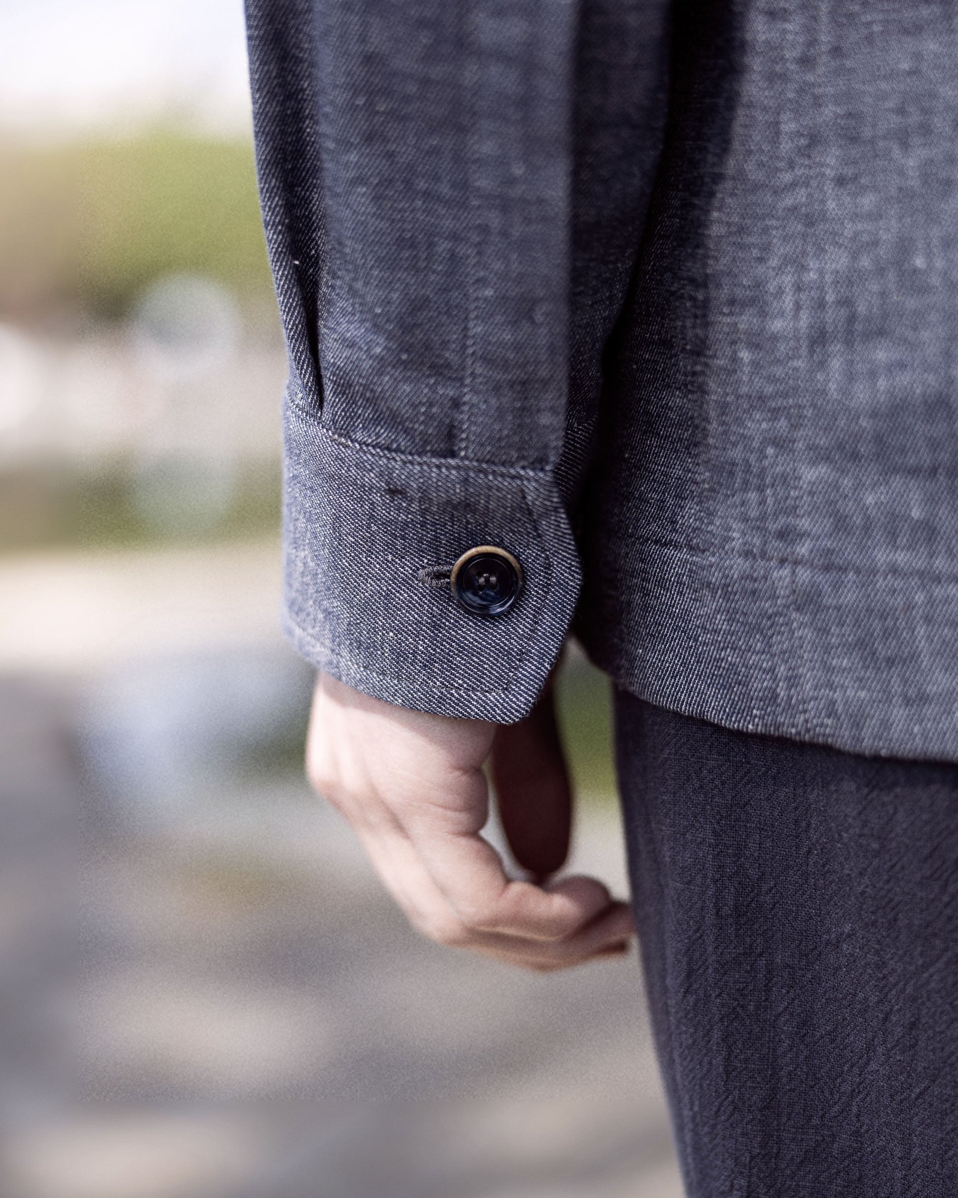 Veste saharienne en twill denim gris clair