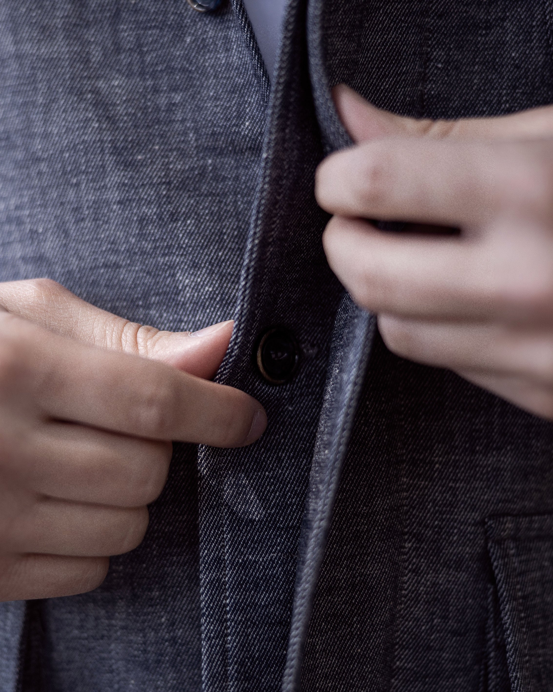 Veste saharienne en twill denim gris clair