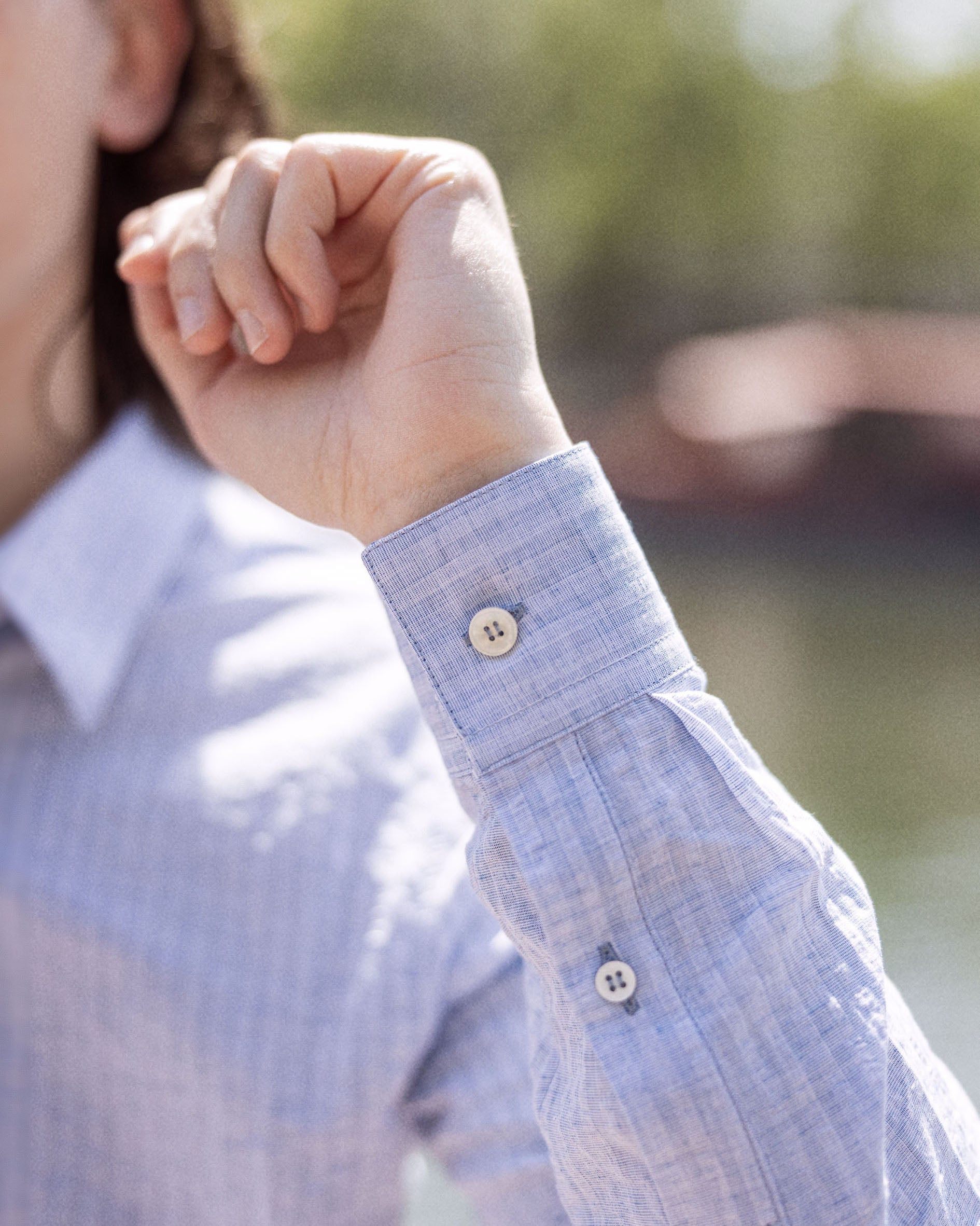 Chemise seersucker ton sur ton en Coton Col français