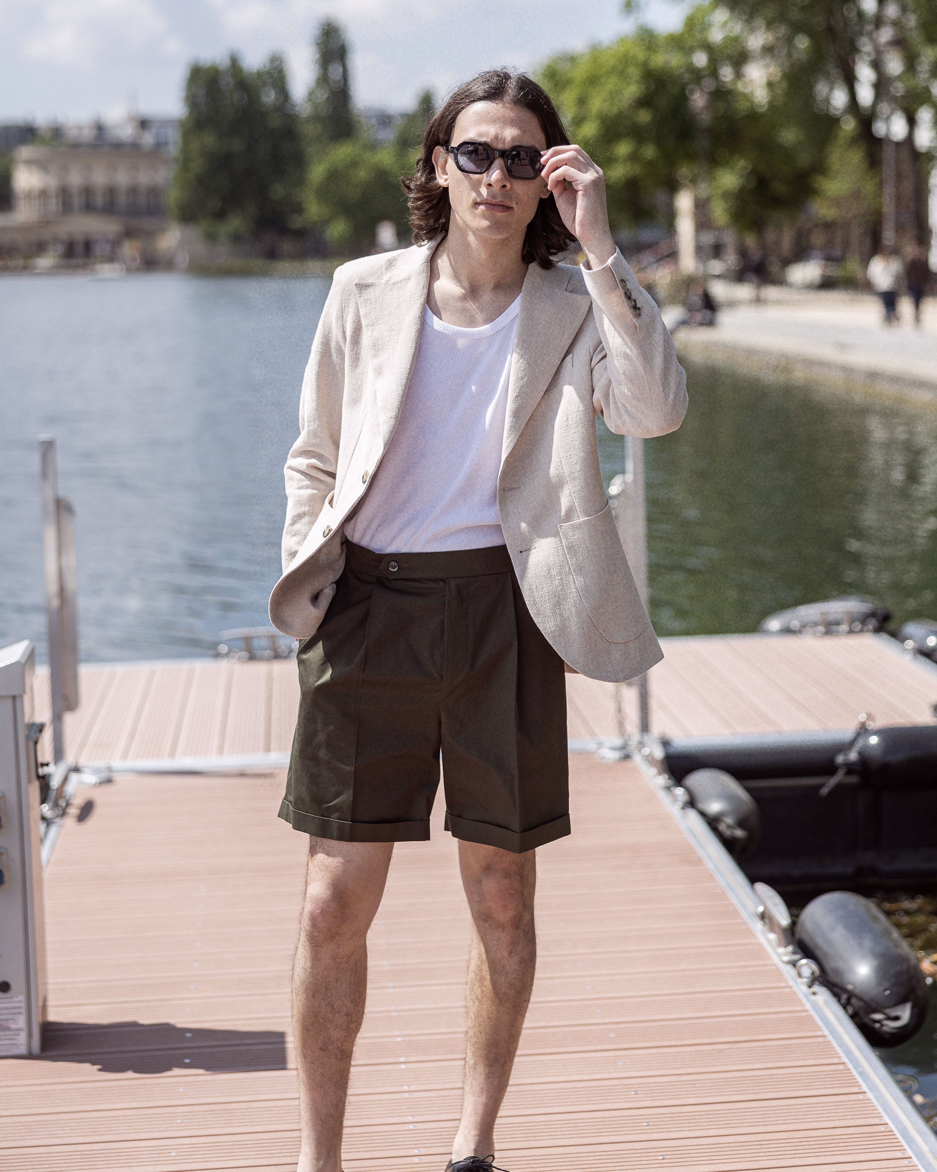 Short à Pinces en Khaki