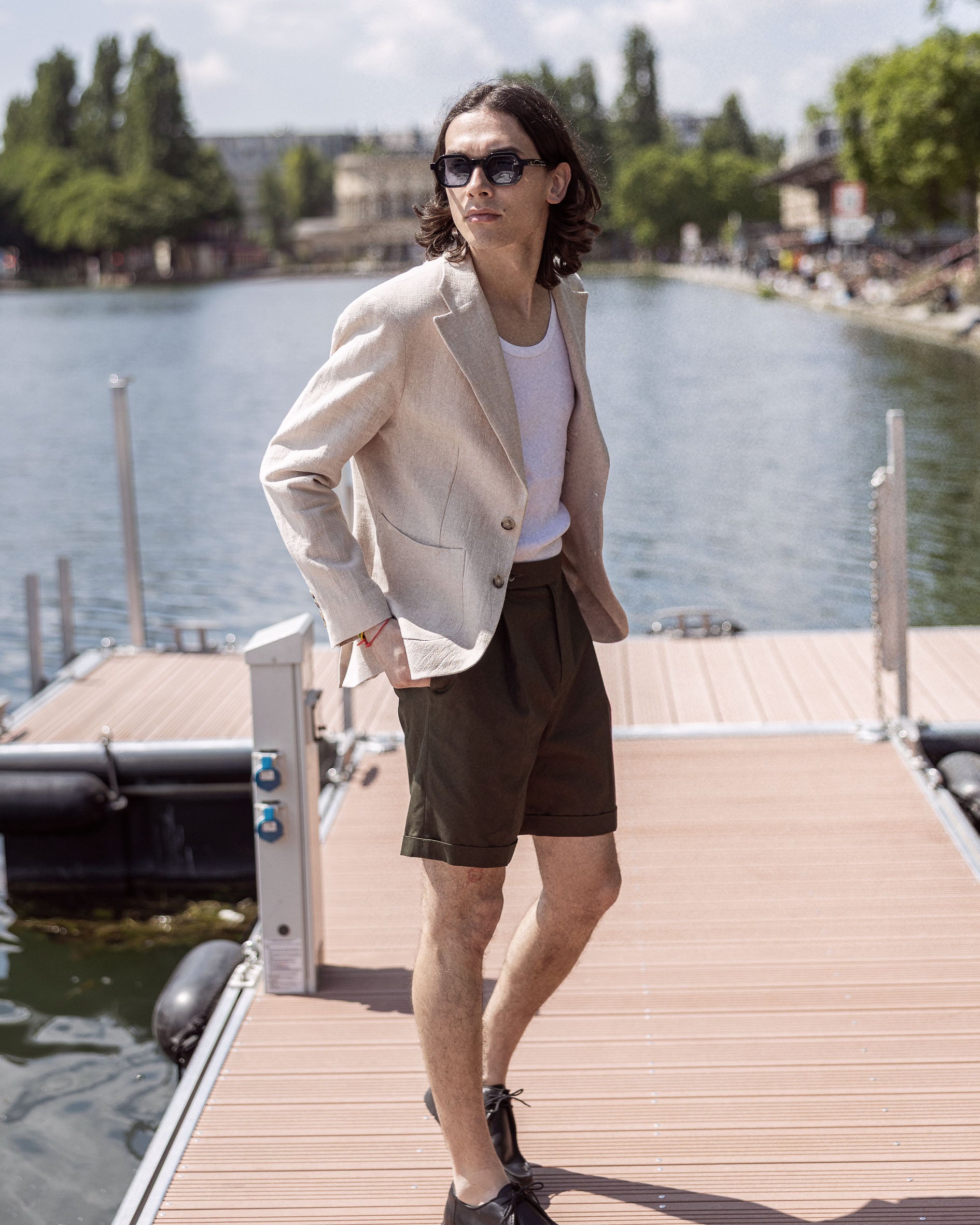 Short à Pinces en Khaki