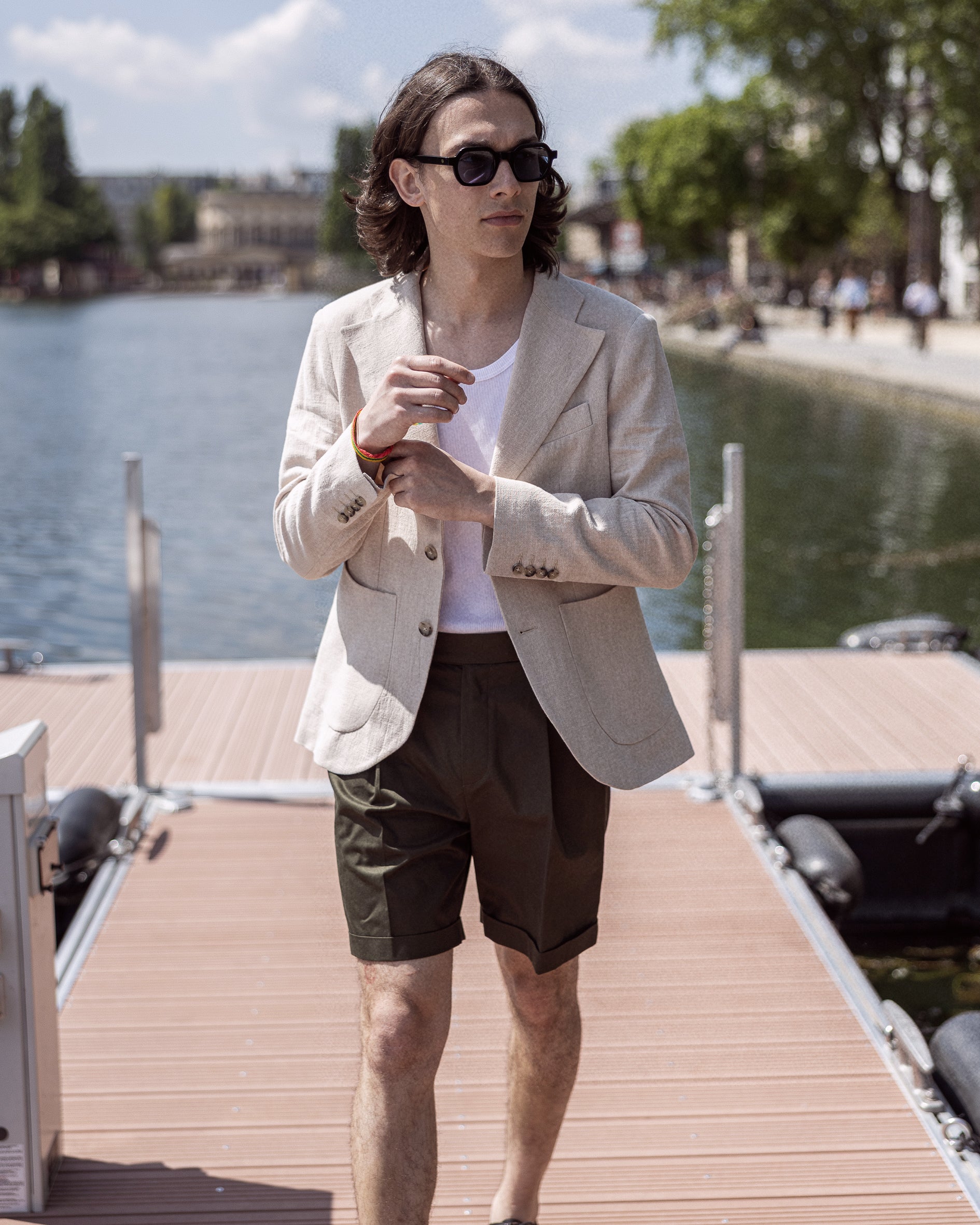 Short à Pinces en Khaki