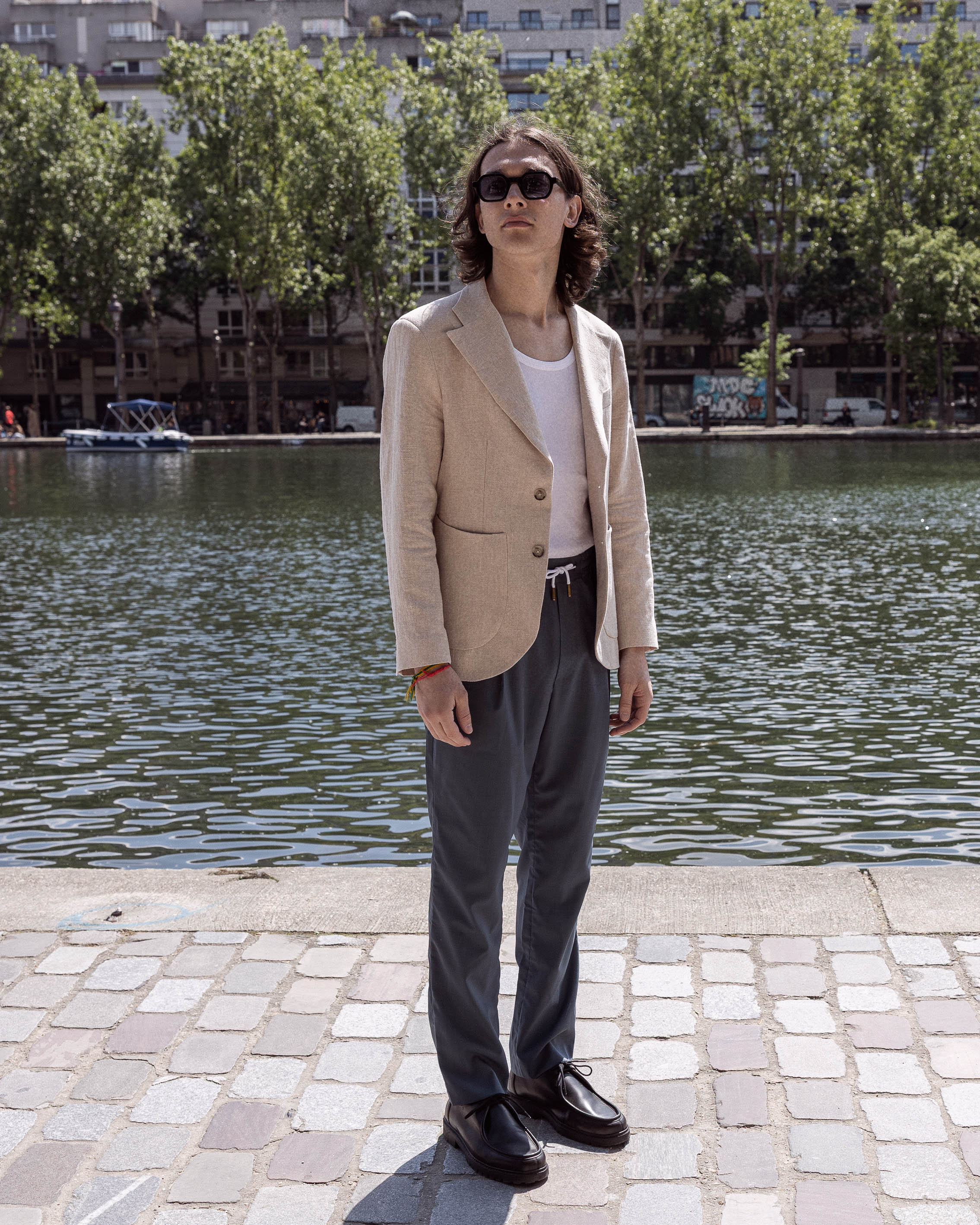 Veste en lin beige