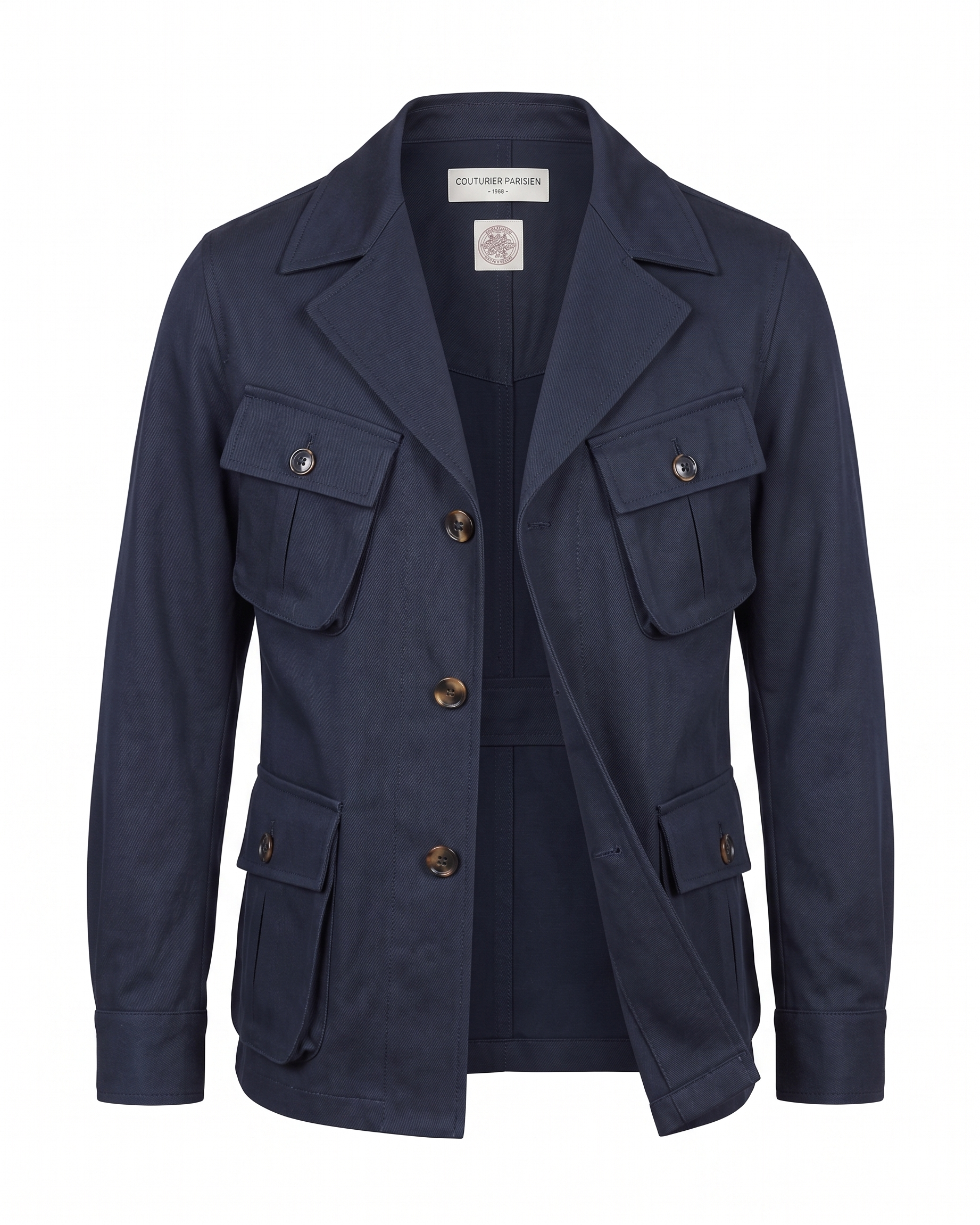 Veste saharienne en twill de coton bleu marine